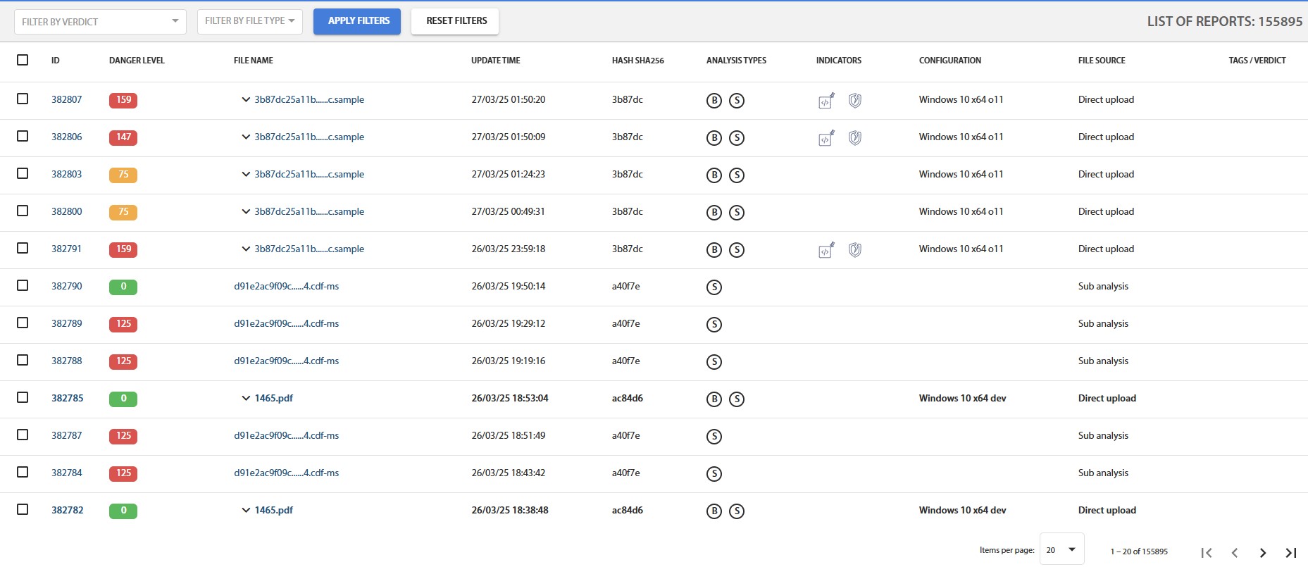 Fig. 9 – List of Generated Reports