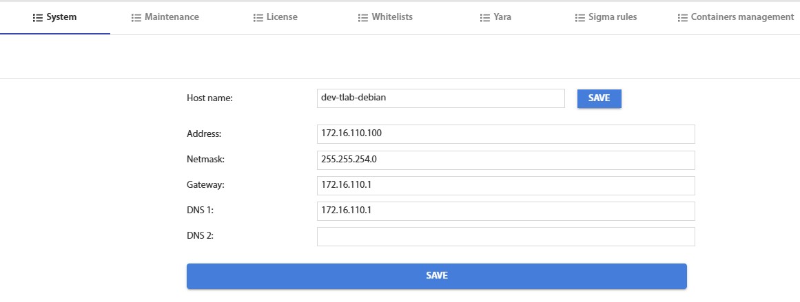 Fig. 1 - tLab home settings