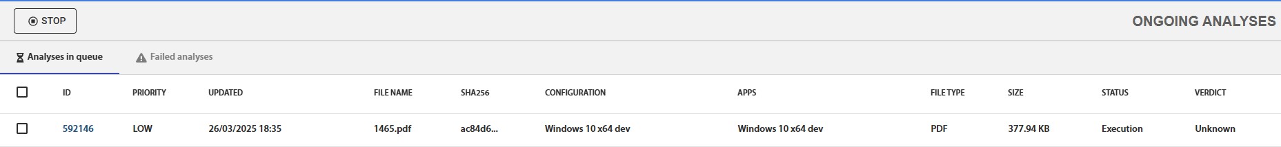 Fig. 8 – Analysis Queue