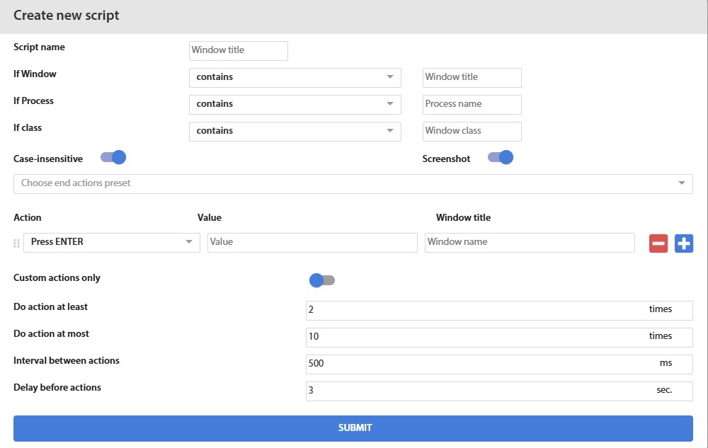 Fig. 5 – User Activity Simulation Scenarios